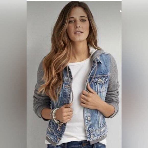 AMERICAN EAGLE OUTFITTERS DEMIN HOODIE JACKET SIZE‎ L - Picture 7 of 7